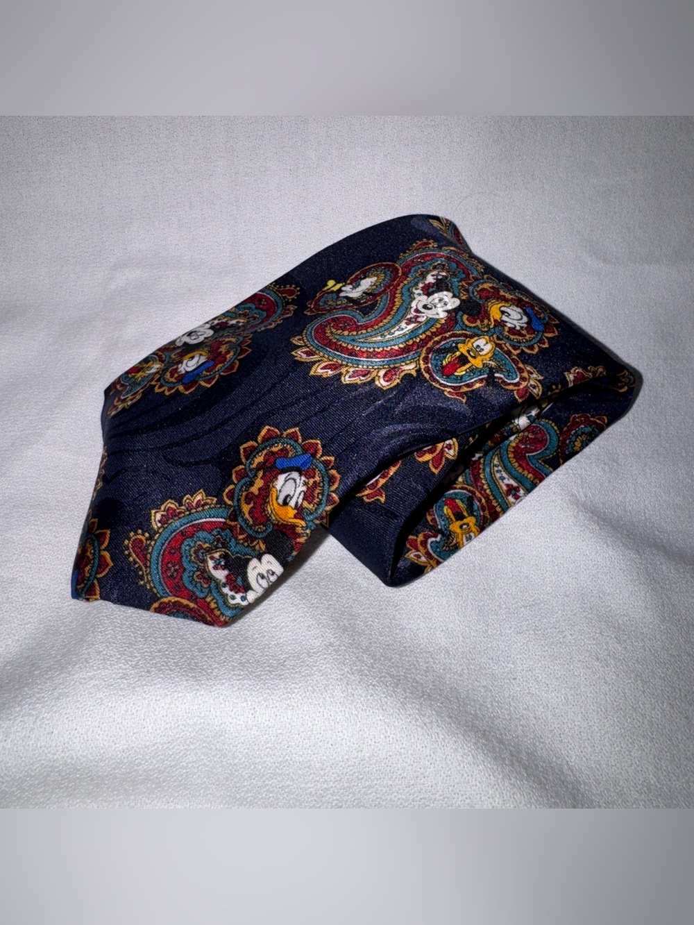 Mickey Mouse Classic Navy Paisley Men's Tie with Multicolor Accents